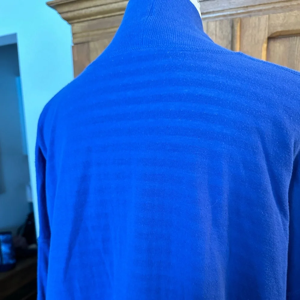 Liz Claiborne Blue Open Front Cardigan weekend royal blue stripes long cozy sz L - Picture 12 of 15